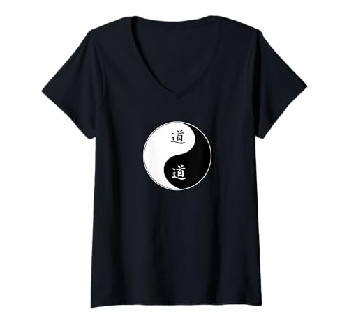 Damen Martial Arts Kampfsport Tao Ying Yang mit Schriftzeichen Dao T-Shirt mit V-Ausschnitt Damen Martial Arts Kampfsport Tao Ying Yang mit Schriftzeichen Dao T-Shirt mit V-Ausschnitt von Asia Spirit Designs