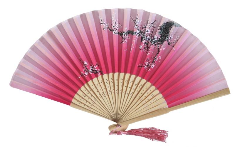 Fächer Handfächer Sommerfächer Pink Fuchsia Nylon Stoff, Maße Offen Ca. 37 X 21 2, 5 cm, 1 Stück von AsiaArtFactory