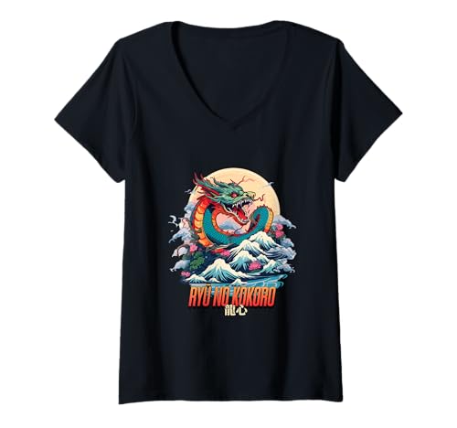 Damen Japanische Drachenmythologie Umarme das Herz des Drachen T-Shirt mit V-Ausschnitt Damen Japanische Drachenmythologie Umarme das Herz des Drachen T-Shirt mit V-Ausschnitt von Asian Dragons Mythology