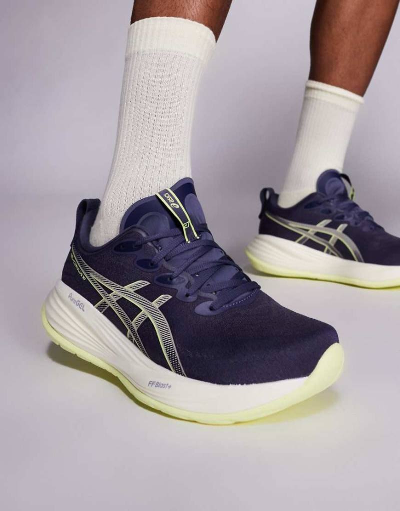 Asics - Gel-Cumulus 27 - Lauf-Sneaker in Indigo-Nebel und Lucid-Gelb-Blau von Asics