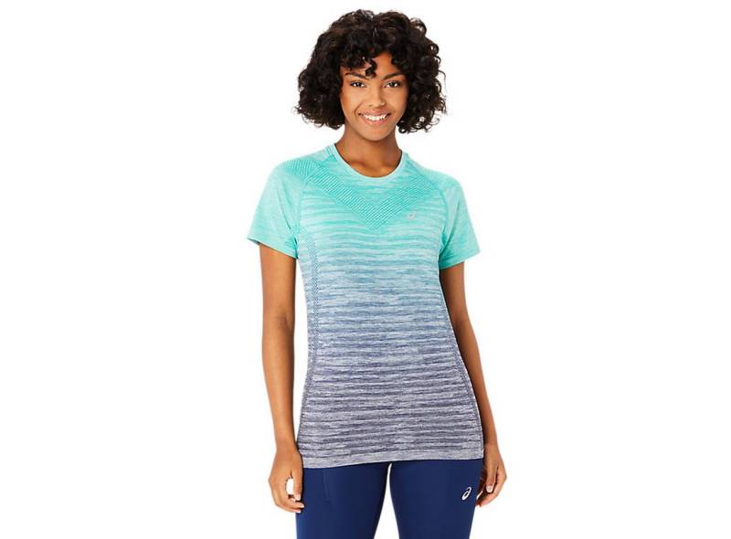 Asics Laufshirt Asics Seamless SS Top Damen Aurora Green Blue Expanse Blau S von Asics