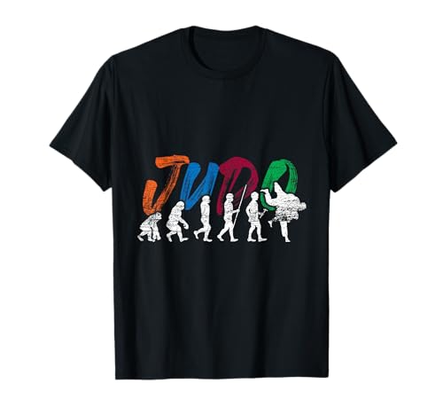 Asien Kampfsport Judoka Evolution Judo T-Shirt Unisex Erwachsene Kinder Black and Multicolored Kurzarm Crew-Ausschnitt S von Asien Kampfsport Judoka