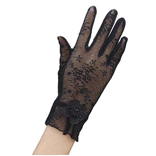 Asien Damen Spitzen Handschuhe Ice Silk Elegante Handschuhe Kurz Courtesy Handschuhe Für Hochzeit Dinner Parties (schwarz) von Asien