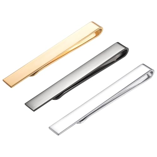 Asienice 3 Stück Schmaler Krawattenklammer schmal Set für Herren Krawattenklammer Elegant Business Hochzeit Tie Clip von Asienice