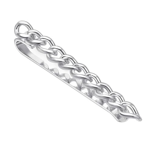 Asienice Krawattenklammern für Herren Silberne mit Kette krawattennadel personalisiert Krawattenklammer Hochzeit Schmuck von Asienice