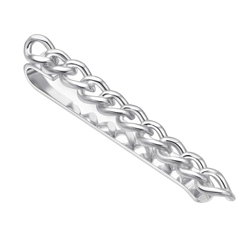 Asienice Krawattenklammern für Herren Silberne mit Kette krawattennadel personalisiert Krawattenklammer von Asienice