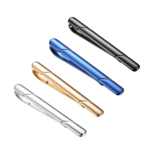 Asienice Krawattennadel Set 4pcs Silberne krawattenklammer elegante für herren Premium krawattenklammer von Asienice