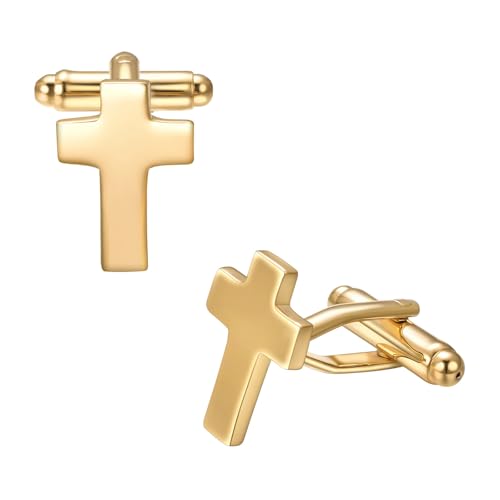 Asienice Personalisiert Manschettenknöpfe Mit Kreuz Gold Manschettenknöpfe Für Herren Anzug Accessoires von Asienice