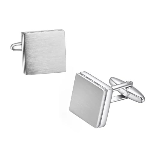 Asienice Personalisierte Manschettenknöpfe Herren Silber Quadrat Hemd Manschettenknöpfe Anzug Accessoires Herren von Asienice