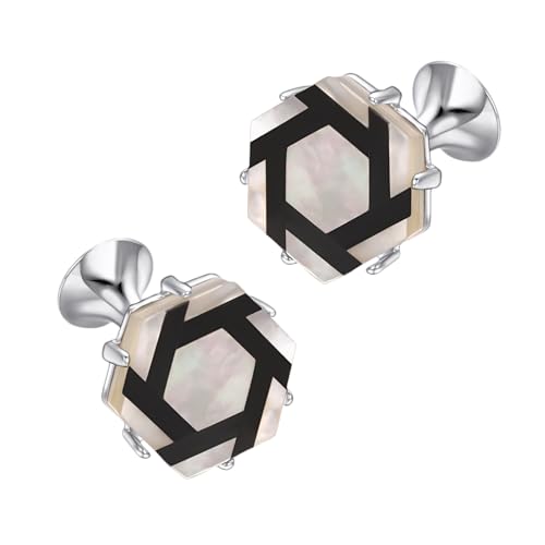 Asienice Sechseckige Manschettenknöpfe Personalisiert Silber manschettenknöpfe für herren von Asienice