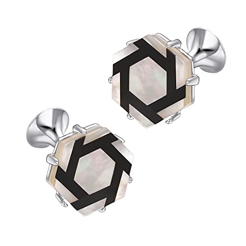 Asienice Sechseckige Manschettenknöpfe Personalisiert Silber manschettenknöpfe für herren von Asienice