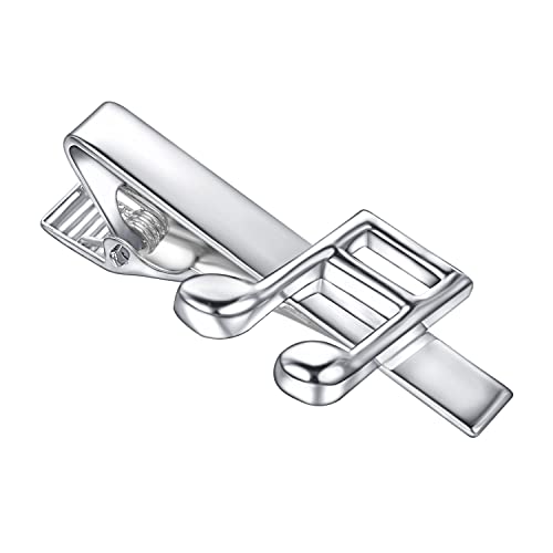 Asienice Silberne Krawattennadel für Herren Elegante Musik Noten Motiv Krawattenklammer Personalisierbar als Schmuck Geschenk von Asienice