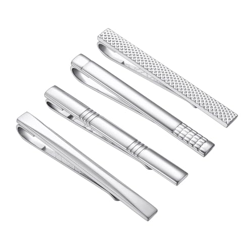 Asienice Silberne krawattenklammer set geschenke für väter Krawattennadel Set 4pcs Business event krawattenclip von Asienice