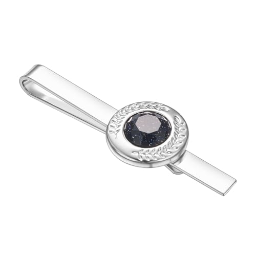 Asienice Vintage Krawattenklammer Schwarz Simulierter Diamant Silber Krawattennadel Rund bräutigam Herrenschmuck Für Männer von Asienice