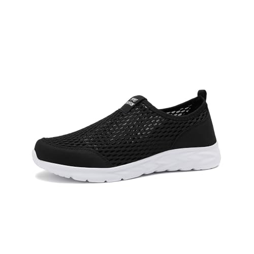 Asifn Atmungsaktive Sneaker Für Herren Leichte Bequeme Freizeit Und Fitnessschuhe rutschfeste Flache Outdoor Wanderschuhe Schwarz-Weiß 43 EU von Asifn