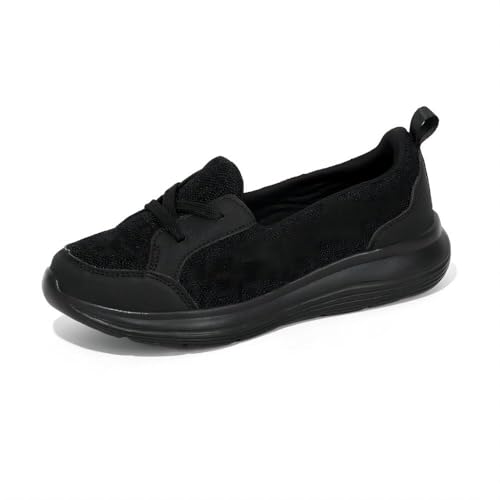 Asifn Damen Bequeme Orthopädische Gehschuhe mit Fußgewölbestütze Atmungsaktiv rutschfest weiche Sohle Mesh Leichtgewicht Schwarz 40 EU von Asifn