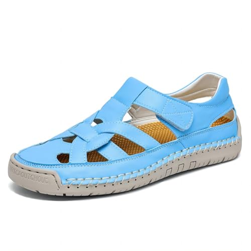 Asifn Damen Freizeitsandalen Für Den Sommer Outdoor Komfort Geschlossene Zehenpartie Strand Verstellbar Leicht Hohl Blau 44 EU von Asifn