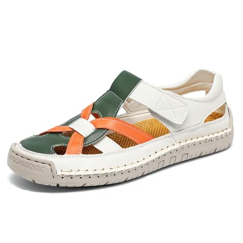 Asifn Damen Freizeitsandalen Für Den Sommer Outdoor Komfort Geschlossene Zehenpartie Strand Verstellbar Leicht Hohl Weiß 43 EU von Asifn