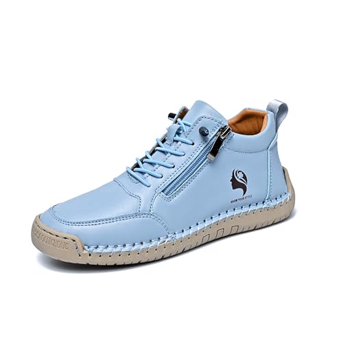 Asifn Frauen Freizeitstiefel Leicht Bequeme Outdoor Wanderstiefel Rutschfest Fahren Mode Leder Barfußstiefel Blau 37 EU von Asifn