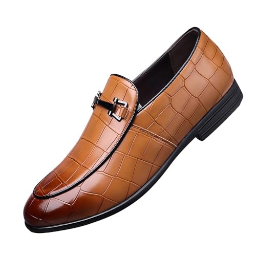 Asifn Herren Business-Lederhalbschuhe Formelle Kleidung Lässig Klassisch Bequem Hochzeit Büro Atmungsaktive Oxford-Schuhe Braun 43 EU von Asifn