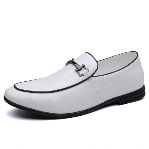 Asifn Herren Business-Lederhalbschuhe Formelle Kleidung Lässig Klassisch Bequem Hochzeit Büro Atmungsaktive Oxford-Schuhe Weiß 39 EU von Asifn