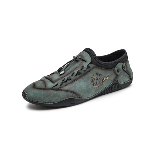 Asifn Herren Casual Loafers Leichte Bequeme Leder Boot Schuhe rutschfeste Atmungsaktive Fahrschuhe Grün 40 EU von Asifn
