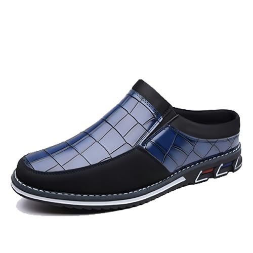 Asifn Herren Casual Loafers Mode Einfaches Leder Walking Oxford Atmungsaktiv Komfortabel Slip-On Hausschuhe Blau 38 EU von Asifn