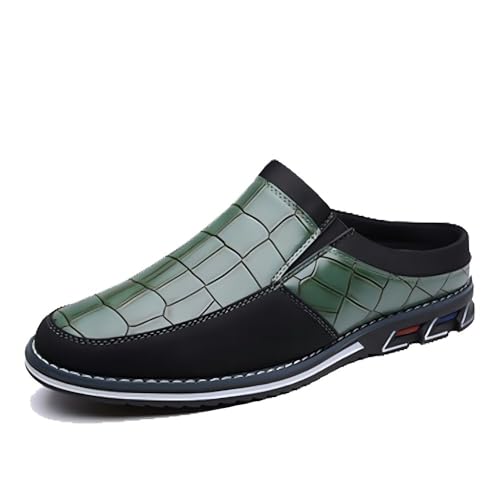 Asifn Herren Casual Loafers Mode Einfaches Leder Walking Oxford Atmungsaktiv Komfortabel Slip-On Hausschuhe Grün 46 EU von Asifn