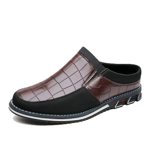 Herren Casual Loafers Mode Einfaches Leder Walking Oxford Atmungsaktiv Komfortabel Slip-On Hausschuhe Hellbraun 44 EU von Asifn