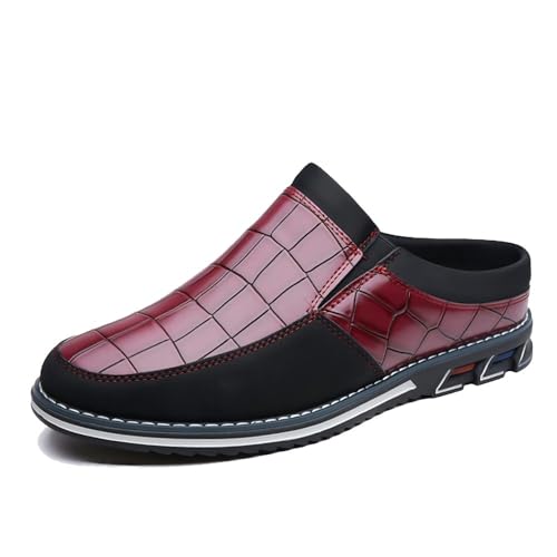 Asifn Herren Casual Loafers Mode Einfaches Leder Walking Oxford Atmungsaktiv Komfortabel Slip-On Hausschuhe Rot 45 EU von Asifn