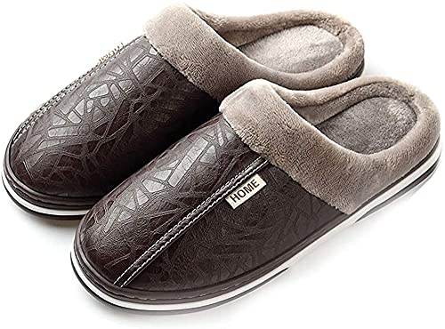 Asifn Herren Damen Hausschuhe Memory House Outdoor Indoor Schuhe Slipper Sohle Clog Anti-Rutsch-Komfort Fleece-Futter Fuzzy Baumwolle(Braun,48/49 EU,49/50 Markengröße von Asifn