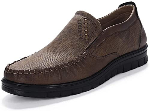 Asifn Herren Echtleder Fahrschuhe Mode Business Hausschuhe Atmungsaktiv Weicher Mokassin Outdoor（Braun,38 EU von Asifn