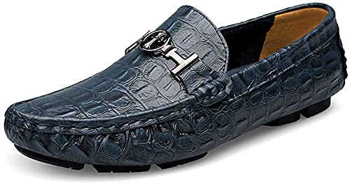 Asifn Herren Leder Casual Slip auf Driving Loafers Wohnung Walking Mokassin Business Kleid Boot Schuhe Mode Slipper（Blau,45/46 EU,46 Markengröße von Asifn