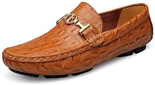 Asifn Herren Leder Casual Slip auf Driving Loafers Wohnung Walking Mokassin Business Kleid Boot Schuhe Mode Slipper（Braun,37/38 EU,38 Markengröße von Asifn