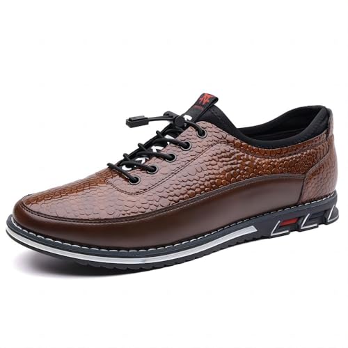 Asifn Herren-Freizeit-Leder-Slipper Business-Formelle Bequeme Fahr-Arbeits-Verstellbare Atmungsaktive Leichte Oxford-Schuhe Braun 48 EU von Asifn
