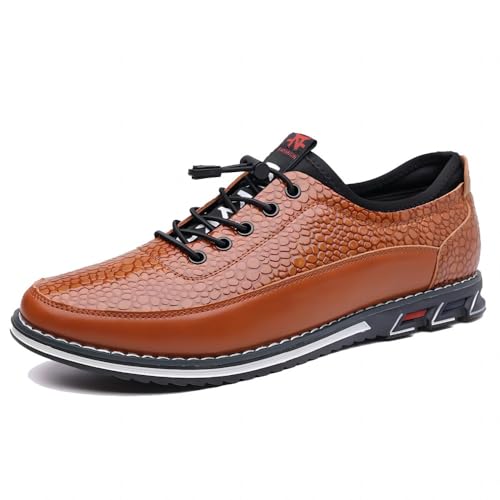 Asifn Herren-Freizeit-Leder-Slipper Business-Formelle Bequeme Fahr-Arbeits-Verstellbare Atmungsaktive Leichte Oxford-Schuhe Orange 47 EU von Asifn