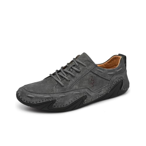 Asifn Herren-Freizeitschuhe Leichte Weiche Und Bequeme rutschfeste Slipper Schnürschuhe Retro Mode Anzugschuhe Grau 48 EU von Asifn