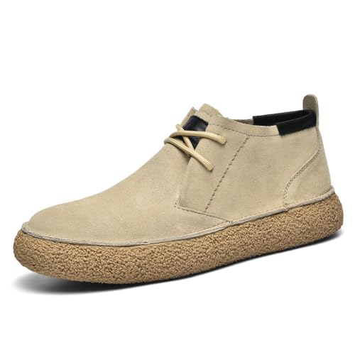 Asifn Herren-Freizeitstiefel Aus Leder Und Wildleder Rutschfest Zum Wandern Camping Bequem Outdoor Beige 40 EU von Asifn