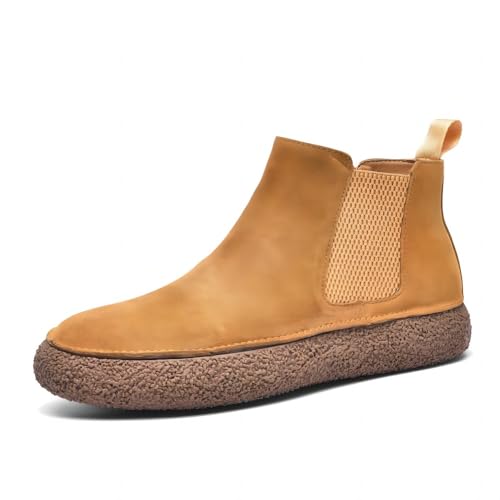Asifn Herren-Freizeitstiefel Aus Wildleder Chelsea Boots Klassische Leichte Slipper Bequeme Fahrerschuhe Outdoor Mid-Top Braun 45 EU von Asifn