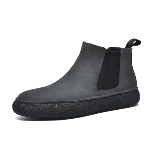 Asifn Herren-Freizeitstiefel Aus Wildleder Chelsea Boots Klassische Leichte Slipper Bequeme Fahrerschuhe Outdoor Mid-Top Grau 43 EU von Asifn