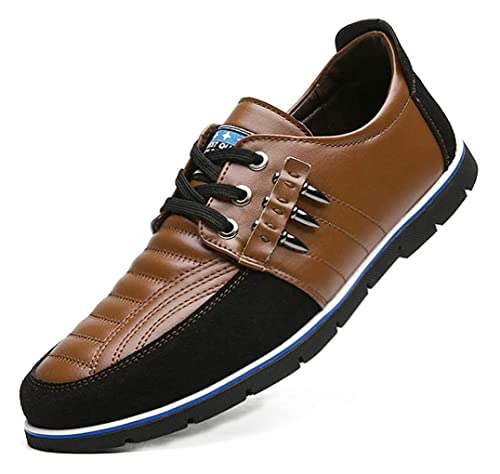 Asifn Herren Leder Schuhe Loafers Casual Oxford Lace Up Business Classic Bequeme Luxus Fahren Büro Gehen Mokassin Britische Mode（Braun,48 EU von Asifn