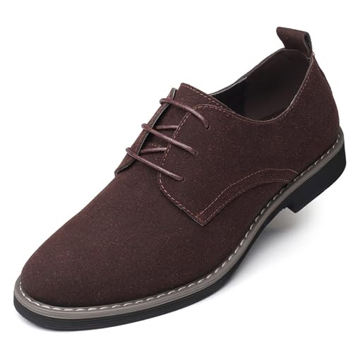 Asifn Herren Kleid Oxford Schuhe Klassische Schnürung Lässige Wildleder Samt Low-Top Britische Business Atmungsaktive Schuhe（Braun,41 EU von Asifn