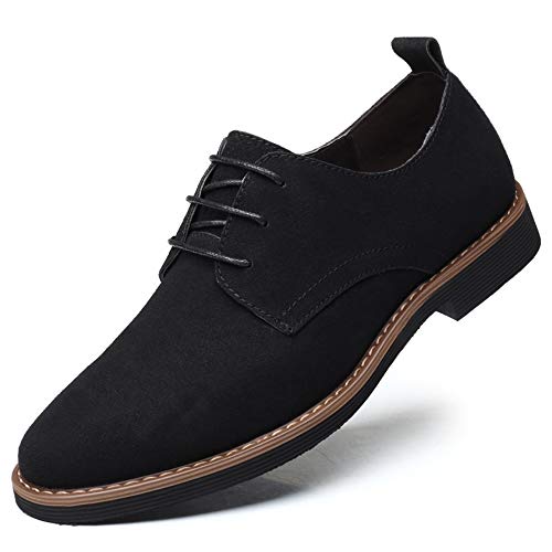 Asifn Herren Kleid Oxford Schuhe Klassische Schnürung Lässige Wildleder Samt Low-Top Britische Business Atmungsaktive Schuhe（Schwarz,42 EU von Asifn