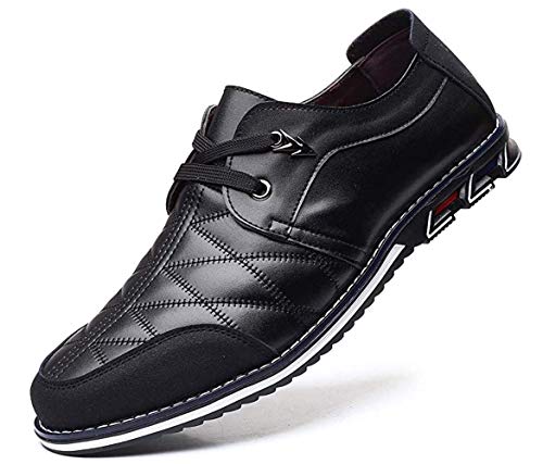 Asifn Herren Lässig Bequem Mode zu Fuß Louboutins Atmungsaktiv Schnürung Autofahren Büro im Freien Lederschuhe（41 EU,Schwarz von Asifn