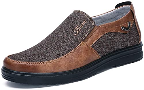 Asifn Herren Leder Fahrschuhe Casual Business Hausschuhe Atmungsaktive weiche Mokassins（Khaki,38 EU von Asifn