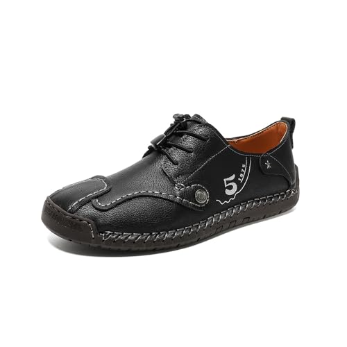 Asifn Herren Leder Freizeitschuhe Leichte Atmungsaktive Wanderschuhe Bequeme Retro-Loafer Fahren Büro Outdoor Schwarz 45 EU Asifn Herren Leder Freizeitschuhe Leichte Atmungsaktive Wanderschuhe Bequeme Retro-Loafer Fahren Büro Outdoor Schwarz 45 EU von Asifn
