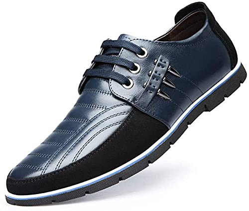 Asifn Herren Leder Schuhe Loafers Casual Oxford Lace Up Business Classic Bequeme Luxus Fahren Büro Gehen Mokassin Britische Mode（Blau,42 EU von Asifn