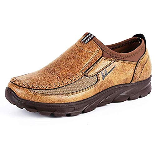 Asifn Herren Loafers Boot Nicht Rutschen auf Leder Turnschuhe Freizeitschuhe Braun Bequem Neue Chic Wildleder（42 EU,Gelb von Asifn