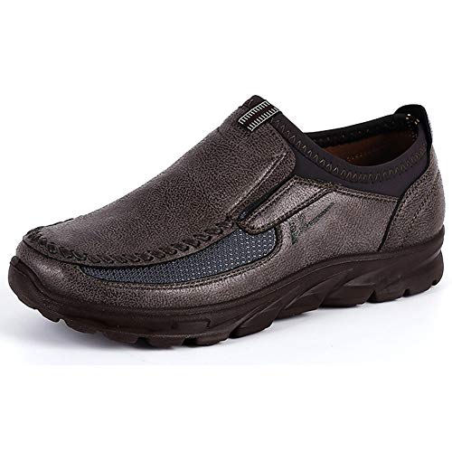 Asifn Herren Loafers Boot Nicht Rutschen auf Leder Turnschuhe Freizeitschuhe Grau Bequem Neue Chic Wildleder（48 EU,Grau von Asifn