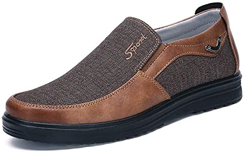 Asifn Herren Mokassin Leder Schuhe Casual Business Hausschuhe atmungsaktiv und weich（Khaki,48 EU von Asifn